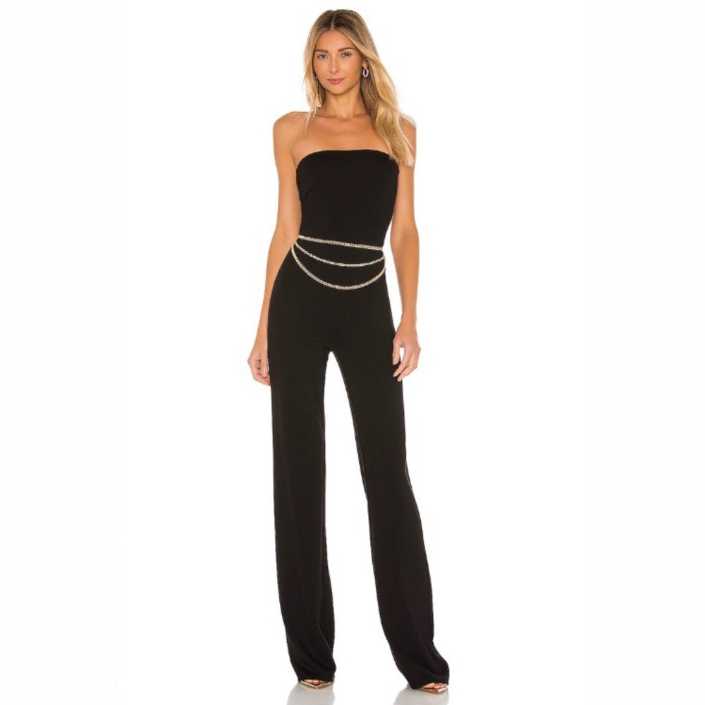 Lovers + Friends Checkmate Strapless Jumpsuit in Black